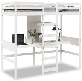 fehér tömör fenyő galériaágy-keret matrac nélkül 80 x 200 cm