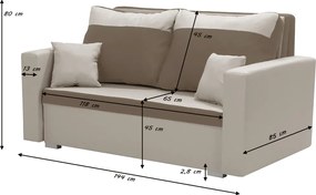 ASTRA3 Kétszemélyes kinyitható kanapé Sötétbarna/bézs
