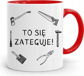 Piros Építőipari Bögre Barkácsoló Szakember Ajándék fényképes nyomtatással