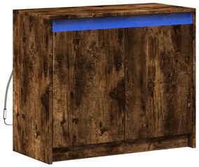 füstös tölgy szerelt fa tálalószekrény LED-del 72 x 34 x 61 cm