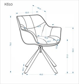 K-610 360 fokban forgatható étkezőszék bézs