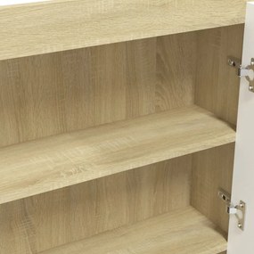 fényes és tölgy MDF tükrös fürdőszobaszekrény 80 x 15 x 60 cm