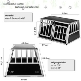 PETSTUFF Kutyaszállító box ALU 89 × 69 × 50 cm 12 kg