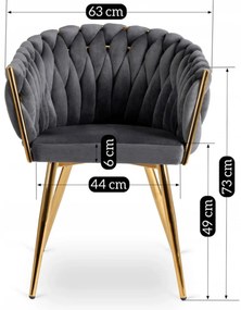 Elegáns Szürke Bársony Étkezőszék Arany Lábbal. CAPI