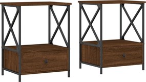 vidaXL 2 db barna tölgy színű szerelt fa éjjeliszekrény 50x41x65 cm