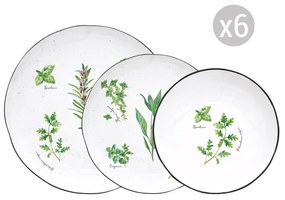 18 részes Porcelán étkészlet fűszernövényes mintával Herbarium