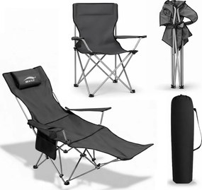 Összecsukható túraszék lábtartóval, állítható fejtámlával I038