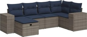 vidaXL 6 részes szürke polyrattan kerti ülőgarnitúra párnákkal