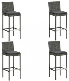 vidaXL 5 részes szürke polyrattan kerti bárszett párnákkal