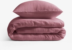 Goldea muszlin ágyneműhuzat – pasztell borvörös 220 x 200 és 2db 70 x 90 cm