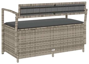 szürke polyrattan kerti tárolópad párnával