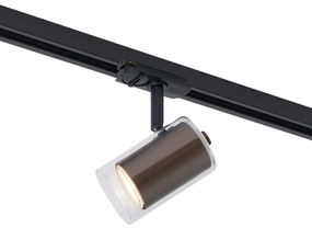 Modern spotlámpa sötét bronz színben, átlátszó üveggel, 1 fázisú sínrendszerhez - Iconic Lloyd