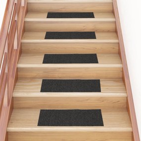 öntapadós lépcsőszőnyegek 15 db 60 x 25 cm antracitszürke téglalap alakú