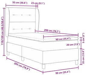 Boxspring Ágy Matrac Képzeld el Zöld 90x200 cm Bársony