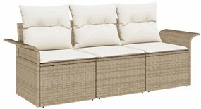 vidaXL Kanapé Szett párnával 3 pcs Beige és krém polirattan
