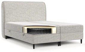 Világosszürke ágyneműtartós boxspring ágy 200x200 cm Melba – Maison de Rêve