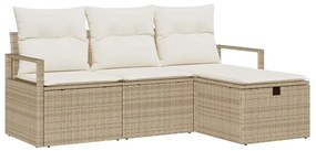 vidaXL Kanapé Szett párnával tárolóval 4 pcs Beige és krém polirattan
