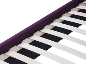 Lila bársony franciaágy ládával 140 x 200 cm NOYERS Beliani