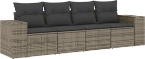 vidaXL 4 részes szürke polyrattan kerti ülőgarnitúra párnákkal