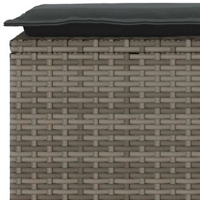 szürke polyrattan kerti pad párnával 116 x 46 x 57 cm