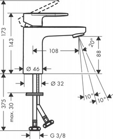 Hansgrohe Vernis Blend, mosdócsaptelep 100 hulladékkészlet nélkül, EcoSmart, fekete matt, 71580670