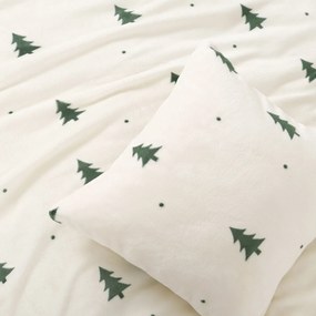 Goldea karácsonyi mikroplüss párnahuzat deluxe - zöld karácsonyfák krémalapon 40 x 40 cm