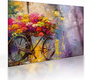 Üveg kép - Kerék virágokkal (70x50 cm)