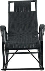 Hintaszék, rattan/fém, fekete, ROKIN
