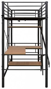 szürke fém emeletes ágykeret asztallal 90 x 200 cm