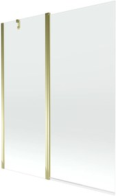 Mexen Flip Kádparaván 1 részes 140 x 150 cm,  átlátszó nano, arany - 894-140-101-50-00 Kádparaván