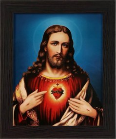 Vászonkép 30x25 Jézus Krisztus Jézus Szíve Keret Wenge