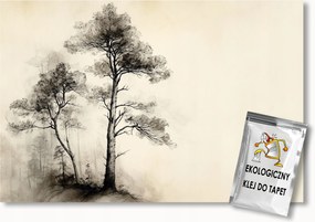 Fotótapéta Flizelina Grafika Rajz Vázlat Fa Köd Retro 250x175 ragasztó