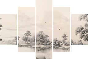 Kép - Vintage tájkép rajz (150x105 cm)