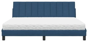 kék szövet ágy matraccal 180x200 cm