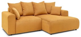 Okkersárga bársony sarokkanapé Enjoy – Bobochic Paris