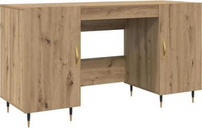 vidaXL Asztal polcokkal kézműves tölgy 140 x 50 x 75 cm Faanyag
