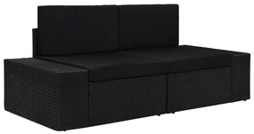 vidaXL 2 személyes fekete elemes polyrattan kanapé