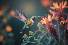 Fotótapéta Flizelina Nappali és Hálószoba Kolibri virágok 104x70