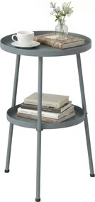 Outsunny 36 cm kerek kültéri kisasztal — fém háromlábú terasz/balkon dekorasztal, sötétszürke | Aosom