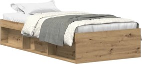 vidaXL kézműves tölgy szerelt fa ágykeret matrac nélkül 90x200 cm