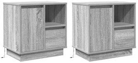 Éjjeli szekrény LED világítással 2 db Szürke Sonoma 50x34,5x50 cm