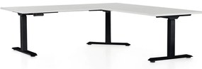OfficeTech Angle állítható magasságú asztal, 180 + 120 cm, fekete alap, világosszürke