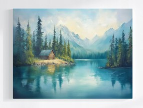 Vászonkép Canvas Tájkép Tó Erdő Fák Hegyek Tátra Csúcsok 80x60