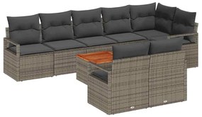 vidaXL Kerti Kanapé Szett párnával 9 pcs Szürke polirattan