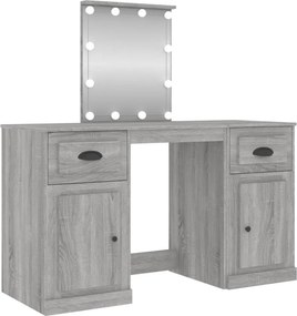 vidaXL szürke sonoma színű fésülködőasztal LED-del 130x50x132,5 cm