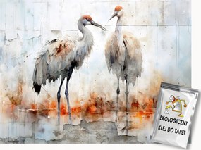 Fotótapéta Flizelina Fal Beton Vakolat Festmény Madarak Daruk 300x210 ragasztó
