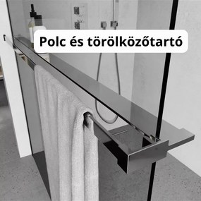 Stuxi Milano Plus Walk-in zuhanyfal, 100x200 cm, 8 mm vastag vízlepergető biztonsági üveggel, 200 cm magas, króm profillal és távtartóval