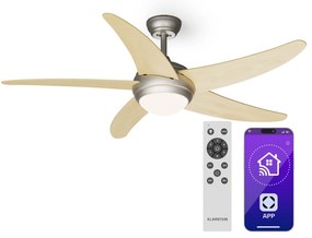 Bolero 2 az 1-ben Smart, mennyezeti ventilĂĄtor, Ă 132 cm, fĂ©ny 55 W, tĂĄvirĂĄnyĂtĂł, vezĂ©rlĂ©s applikĂĄciĂłn keresztĂŒl, 2 menetirĂĄny