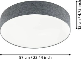 Szürke LED mennyezeti lámpa textil búrával ROMAO – EGLO