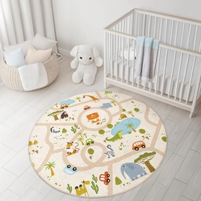 Mosható gyerek játszószőnyeg ø120 cm Savana Ride – Mila Home